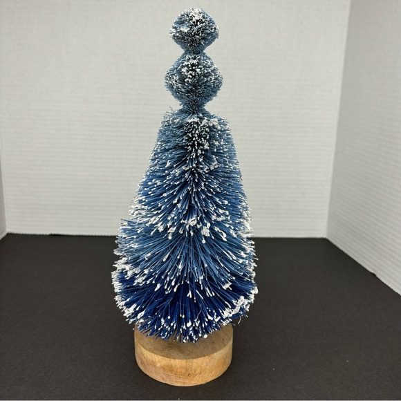 Anthropologie 12" Tilly Bottle Brush Tree Snow Flocked Glitter Beautiful Blue - Picture 4 of 8